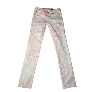 Adriano Goldshmied Tye Dye Pink White Modal Blend the Stilt Cigarette Leg Pants